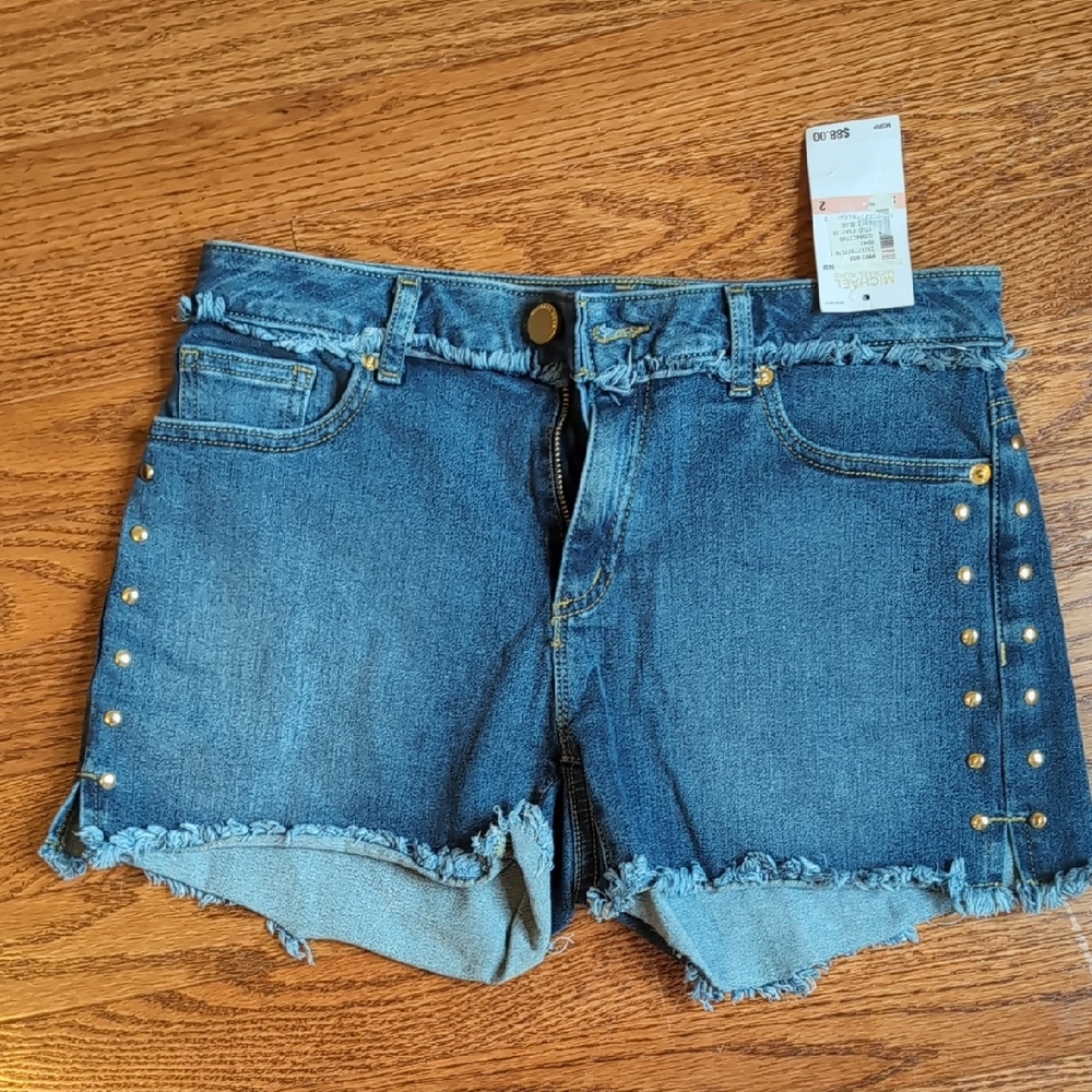 Michael Kors Blue and Gold Jean‎ Shorts Distressed Style